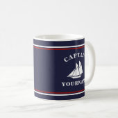Mug Capitaine nautique Votre nom Navette de marine (Devant droit)