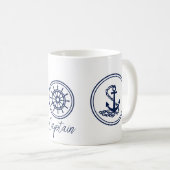 Mug Capitaine's Coffee Mug, Ancre bleue et roue du nav (Devant droit)