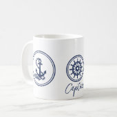 Mug Capitaine's Coffee Mug, Ancre bleue et roue du nav (Devant gauche)