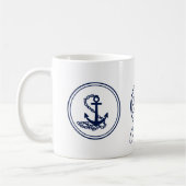 Mug Capitaine's Coffee Mug, Ancre bleue et roue du nav (Gauche)
