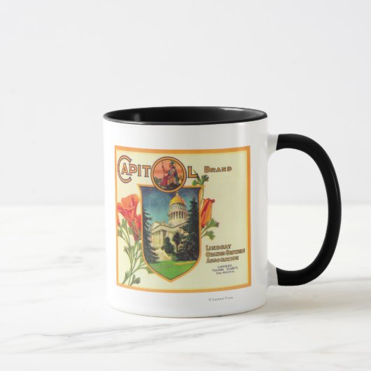 Mug Capitol Orange LabelLindsay, CA (Droite)