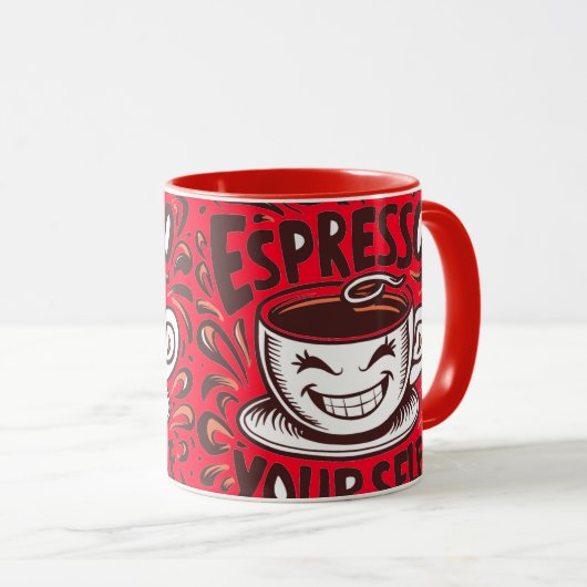 Mug Cappuccino Souriant, (Devant droit)
