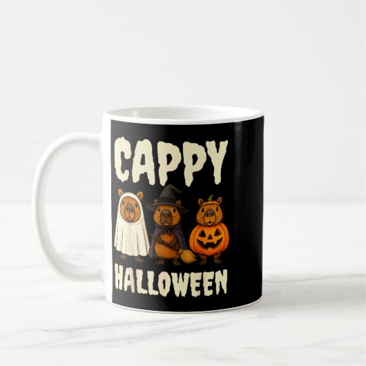 Mug Cappy Halloween Funny Capybara Ghost Witch Pumpkin (Gauche)