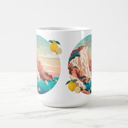 Mug Capri Italie Citron Méditerranée île Rétro (Centre)