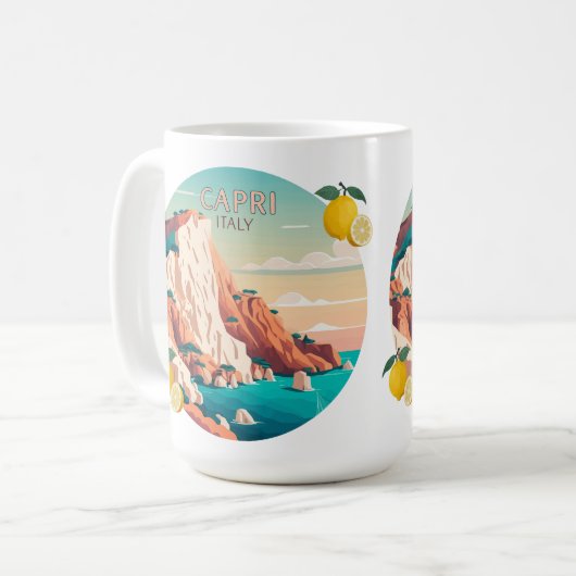 Mug Capri Italie Citron Méditerranée île Rétro (Devant gauche)