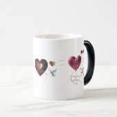 Mug capricieux à cœurs de ballons 3D changeant de  (Devant droit)