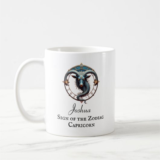 Mug Capricorn Anniversaire Cadeau Ajouter un nom (Gauche)