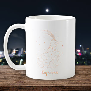 Mug Capricorne Ligne Artistique Blanc Pêche