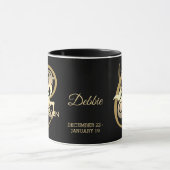 Mug Capricorne ♑ signe d'anniversaire Zodiac / Noir et (Centre)