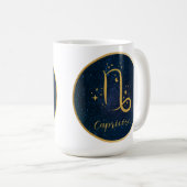 Mug Capricorne symbole zodiaque or bleu personnalisé (Devant droit)