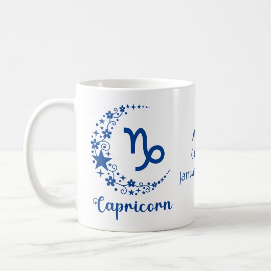 Mug Capricorne Zodiac Astrologie Anniversaire Bleu Bla (Gauche)