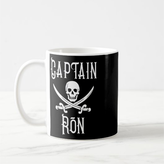 Mug Captain Ron Personalized Pirate Skull Boating  (Gauche)