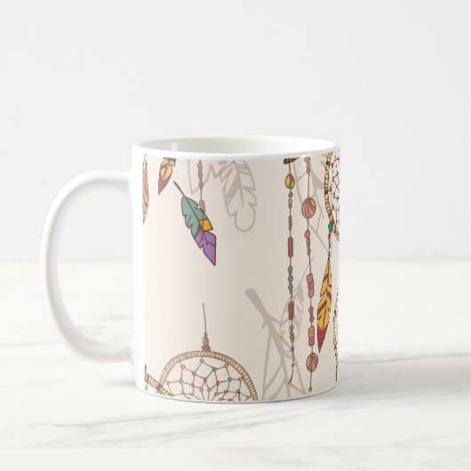 Mug Capteur de rêve bohème avec perles et plumes, se (Gauche)