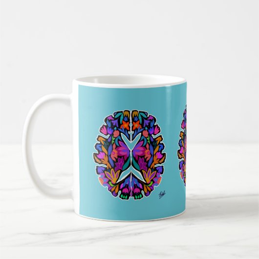 Mug Capuchon aqua conçu à motif cérébral (Gauche)