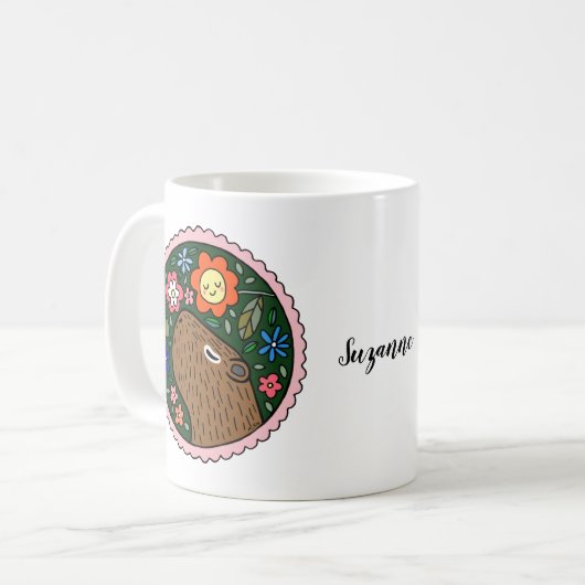 Mug Capybara avec fleurs mignon capybara art personnal (Devant gauche)