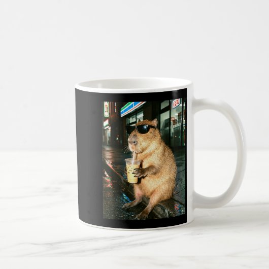 Mug Capybara buvant du café glacé, capybara photo mème (Droite)