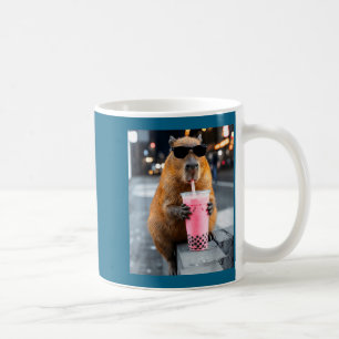 Mug Capybara buvant du thé glacé boba mème animal drôl