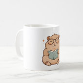 Mug Capybara lisant avec des lunettes design Kawaii (Devant gauche)