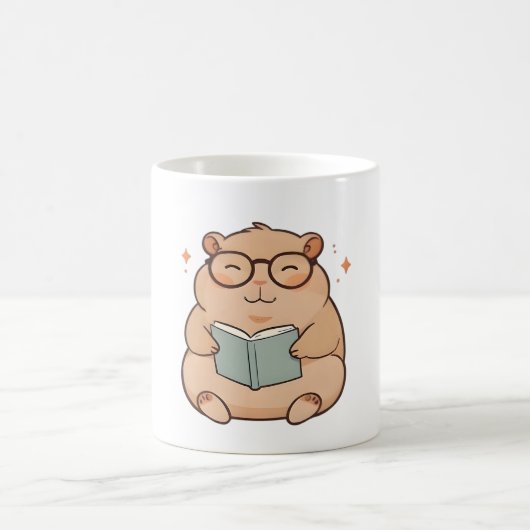 Mug Capybara lisant avec des lunettes design Kawaii (Centre)