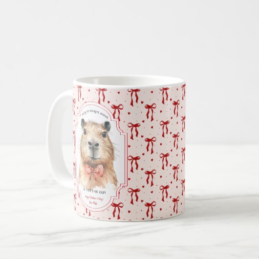 Mug Capybara Love : Pas de Saint Valentin Casquette (Devant gauche)