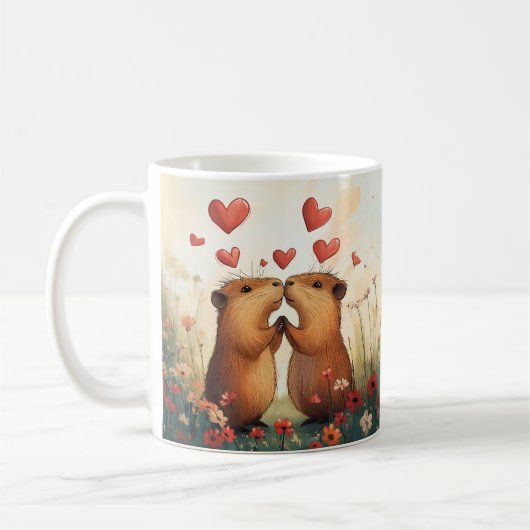Mug Capybara Love - Un moment de pré romantique (Gauche)