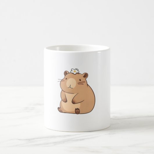 Mug Capybara mignon avec conception Kawaii de fleur de (Centre)