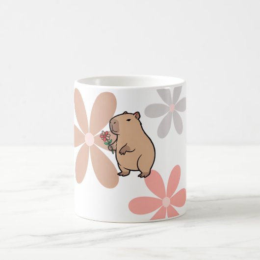 Mug Capybara Mignon Avec Fleur (Centre)