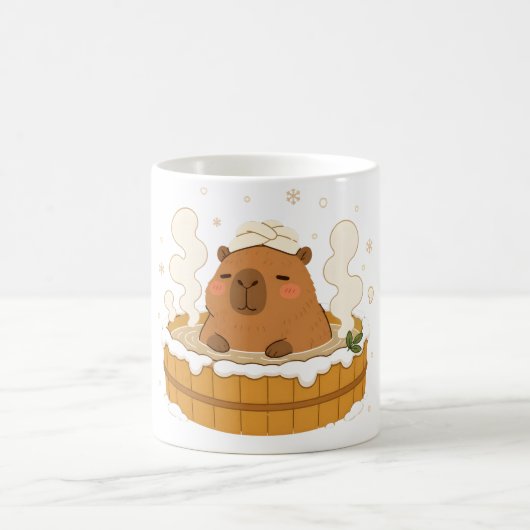 Mug Capybara Mignon Onsen d'Hiver Neige Source Cha (Centre)