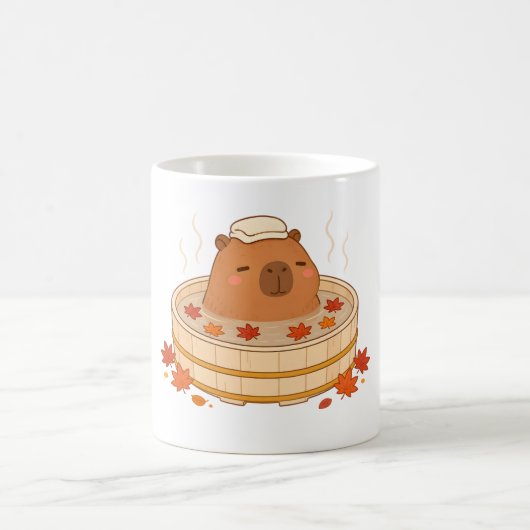 Mug Capybara Mignon Onsen Feuille d'Érable Automne (Centre)