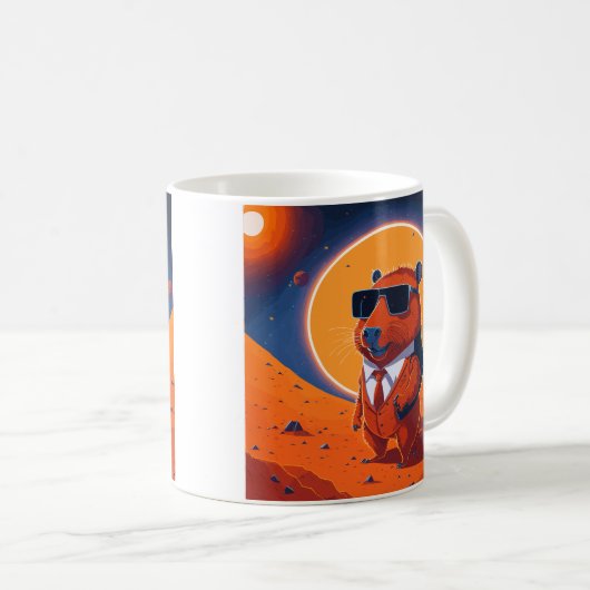 Mug Capybara Planet Mars Funny Moderne (Devant droit)