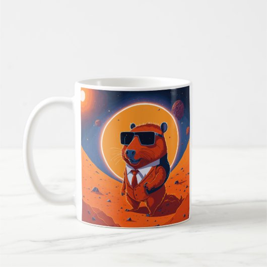 Mug Capybara Planet Mars Funny Moderne (Gauche)