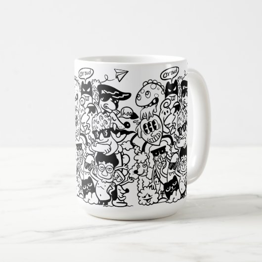 Mug Caractère de dessin bizarre foule (Devant droit)