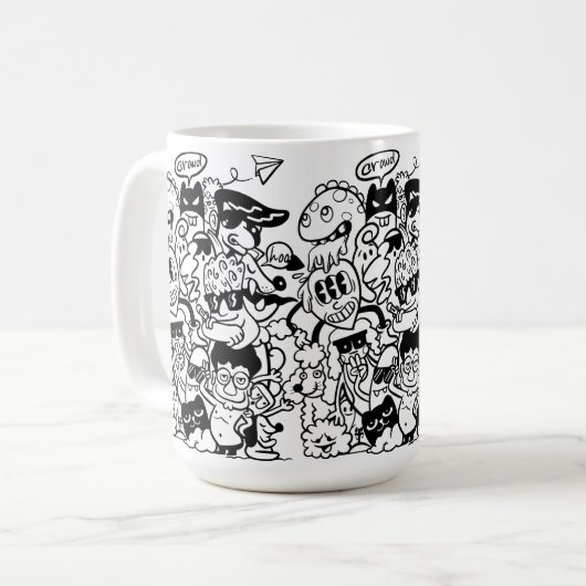 Mug Caractère de dessin bizarre foule (Devant gauche)