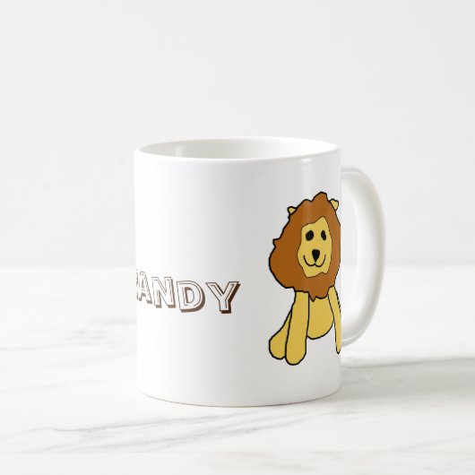 Mug - Caractère de lion avec nom (Devant droit)