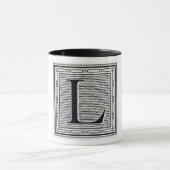 Mug Caractère gras "L" initiale de bois de graveur de (Centre)
