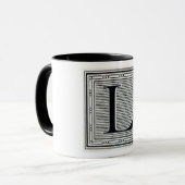 Mug Caractère gras "L" initiale de bois de graveur de (Devant gauche)