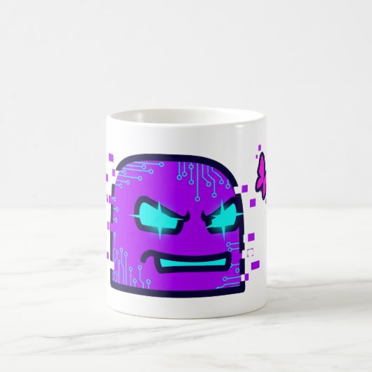 Mug Caractère numérique avec papillon néon Cyberpunk (Centre)