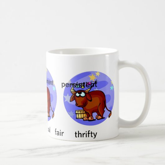 Mug Caractéristiques Taurus personnalisables Cute Cart (Droite)