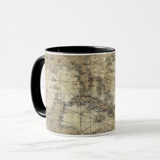 Mug Caraïbes - ancienne carte (Devant gauche)