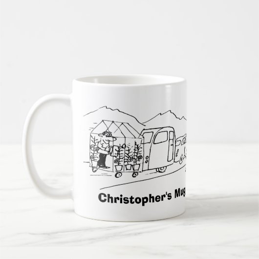 Mug Caravane et serre sertie par une voiture (Gauche)