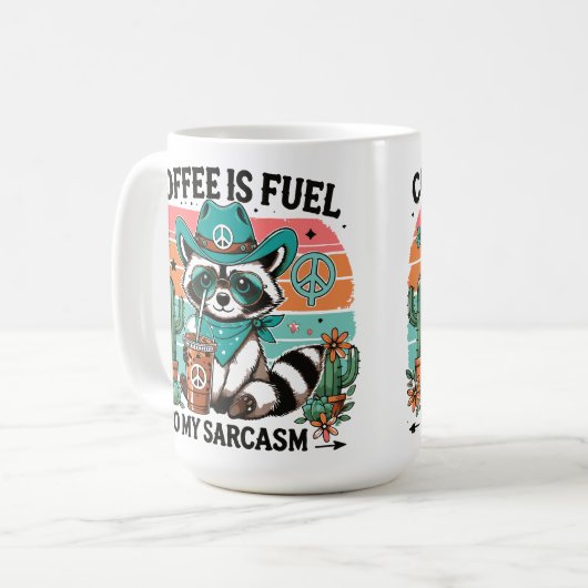 Mug Carburant café Sarcasm Funny Raccoon (Devant gauche)