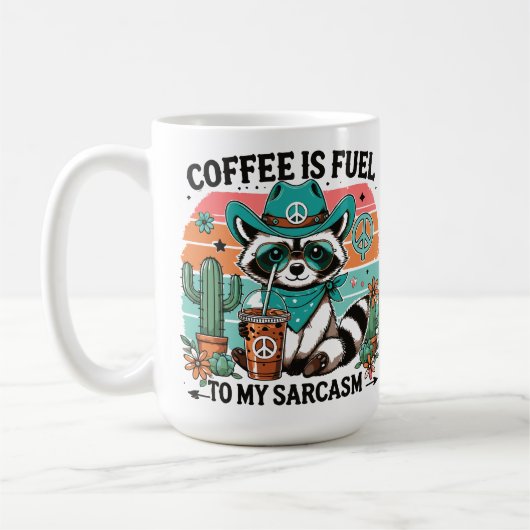 Mug Carburant café Sarcasm Funny Raccoon (Gauche)
