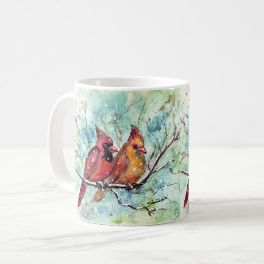 Mug Cardinal Bird Pair Art (Devant gauche)