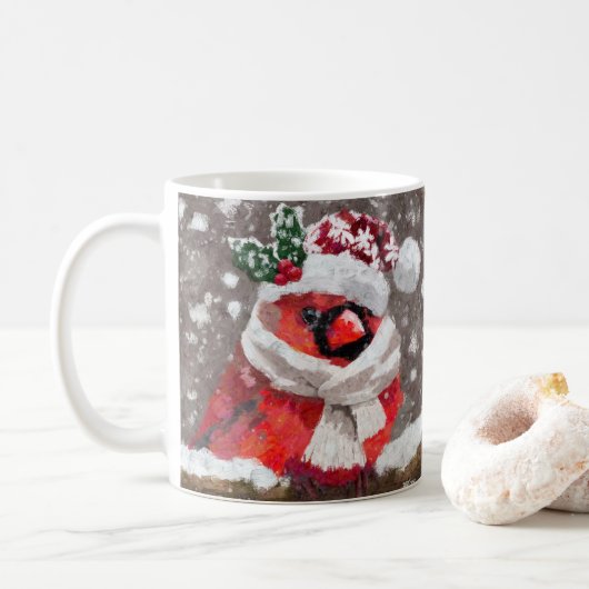 Mug Cardinal Bird Scarf Casquette neige Noël saisonnie (Avec donut)