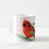 Mug Cardinal dans le sapin épousseté par neige (Devant gauche)