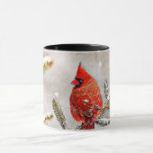 Mug Cardinal dans un pin en hiver (Centre)