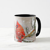 Mug Cardinal dans un pin en hiver (Devant droit)
