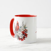 Mug Cardinal d'aquarelle de Noël personnalisé (Devant gauche)
