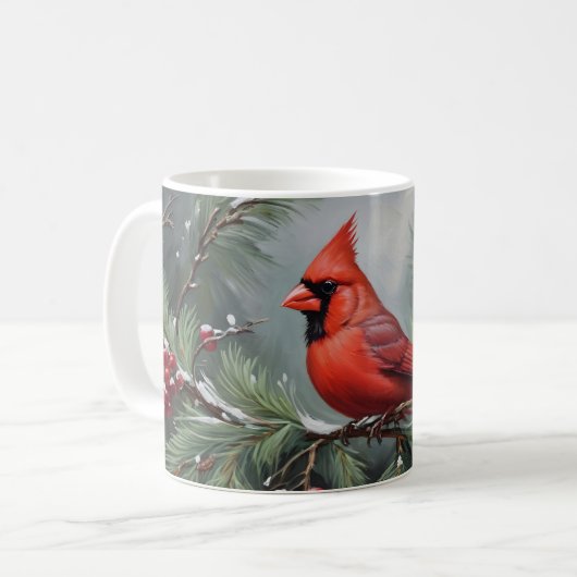 Mug Cardinal de Noël rouge (Devant gauche)