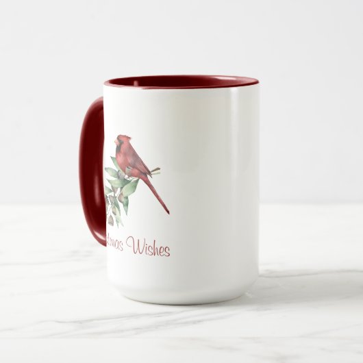 Mug Cardinal de Noël rouge vert (Devant gauche)